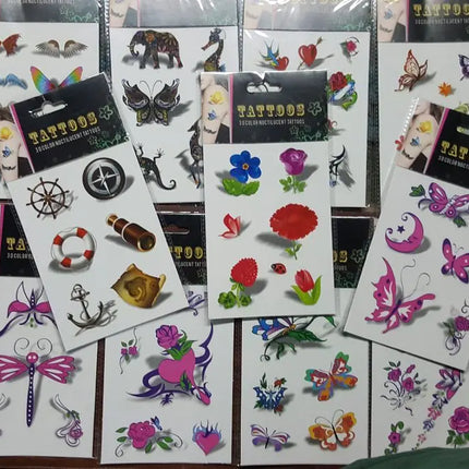 Tatuajes Temporales X 12. Diseños Surtidos, 3d y Normales