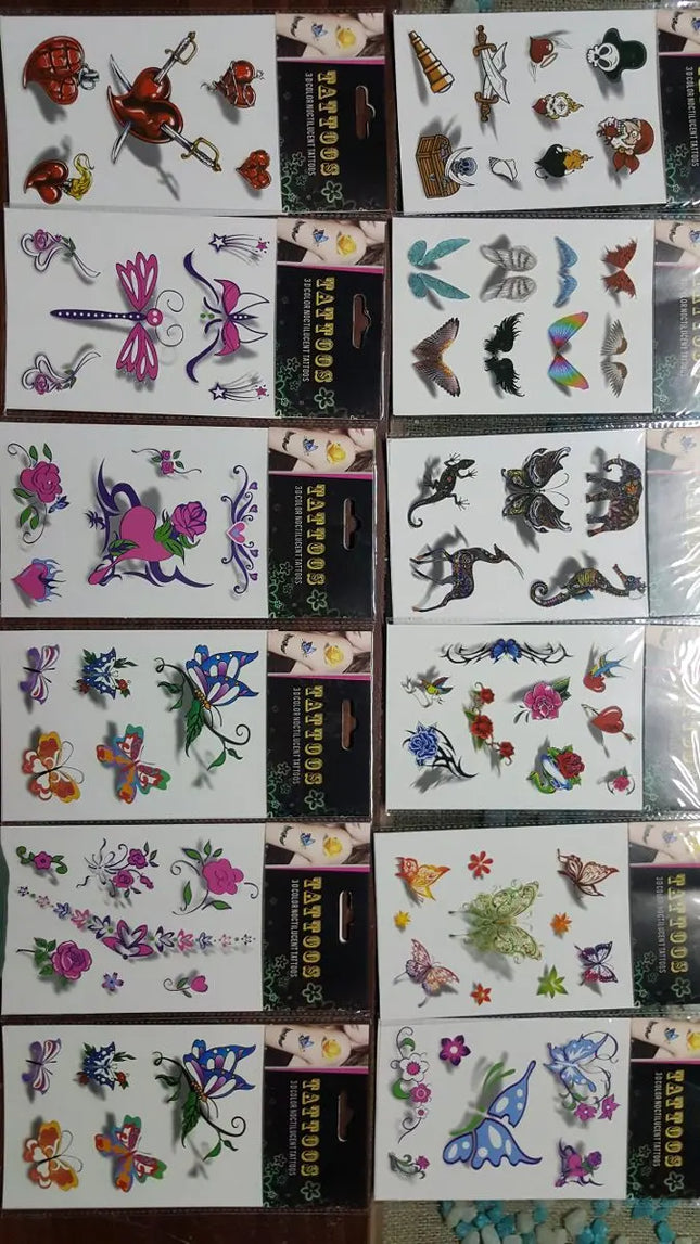 Tatuajes Temporales X 12. Diseños Surtidos, 3d y Normales