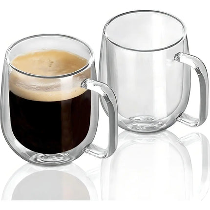Pack 2 Tazas Doble Pared Vidrio 250ml Cafe Te Cappuccino