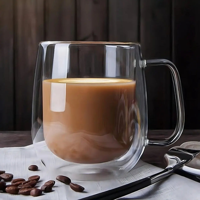 Pack 2 Tazas Doble Pared Vidrio 250ml Cafe Te Cappuccino