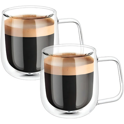 Pack 2 Tazas Doble Pared Vidrio 250ml Cafe Te Cappuccino