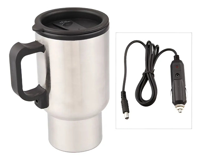 Vaso Tazón Termo Eléctrico Calentador Auto 12v Café Té Mate Plateado