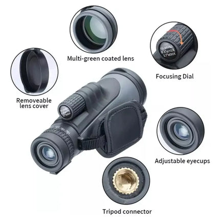 Telescopio Monocular Profesional Full Hd 10-30x 50 Prismatic Negro