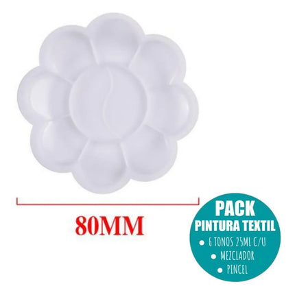Set 6 Pinturas Textil Ropa, 25ml + Pincel + Mezclador