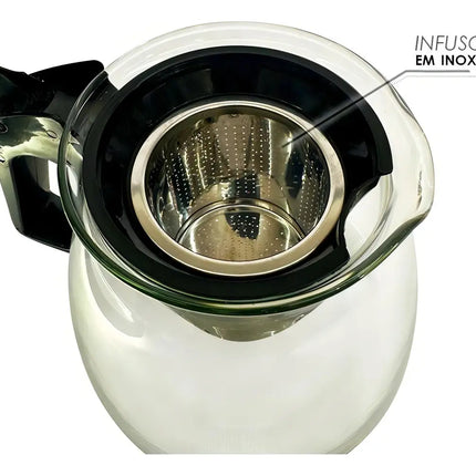 Kit De Tetera Con Infusor De Té, 4 Tazas De Vidrio Negro