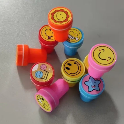 Set 10 Timbres Sellos Infantiles Smile Caritas Motivacion Amarillo
