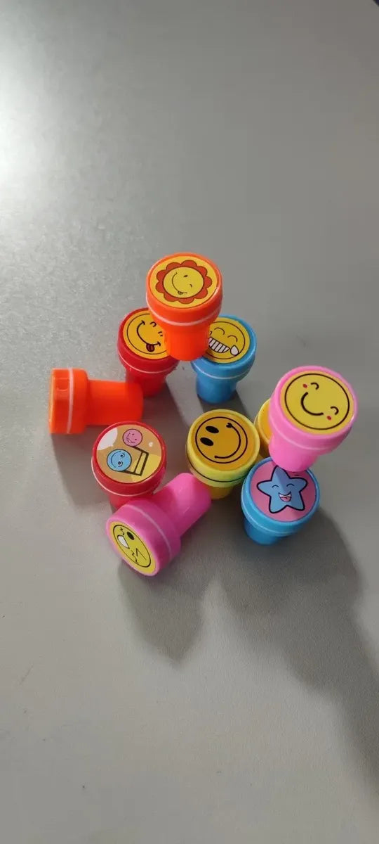 Set 10 Timbres Sellos Infantiles Smile Caritas Motivacion Amarillo