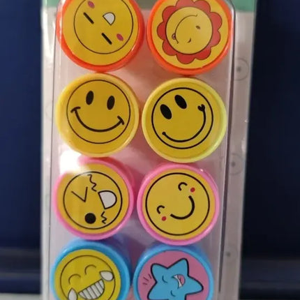 Set 10 Timbres Sellos Infantiles Smile Caritas Motivacion Amarillo