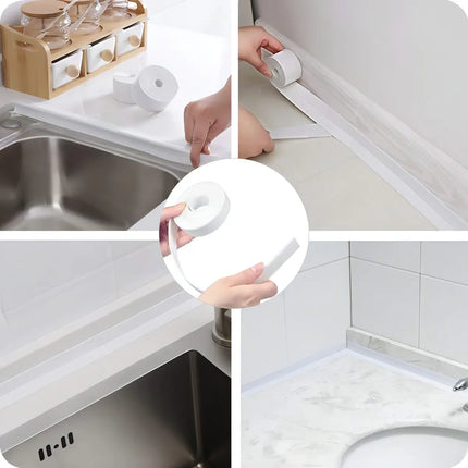 Tira Sellado Baño Impermeable Ducha Lavabo Calafateo Cinta Blanco
