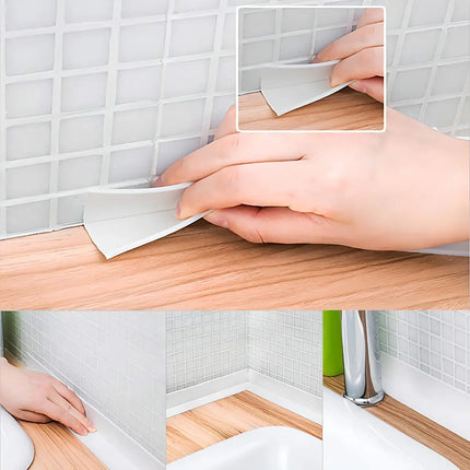 Tira Sellado Baño Impermeable Ducha Lavabo Calafateo Cinta Blanco