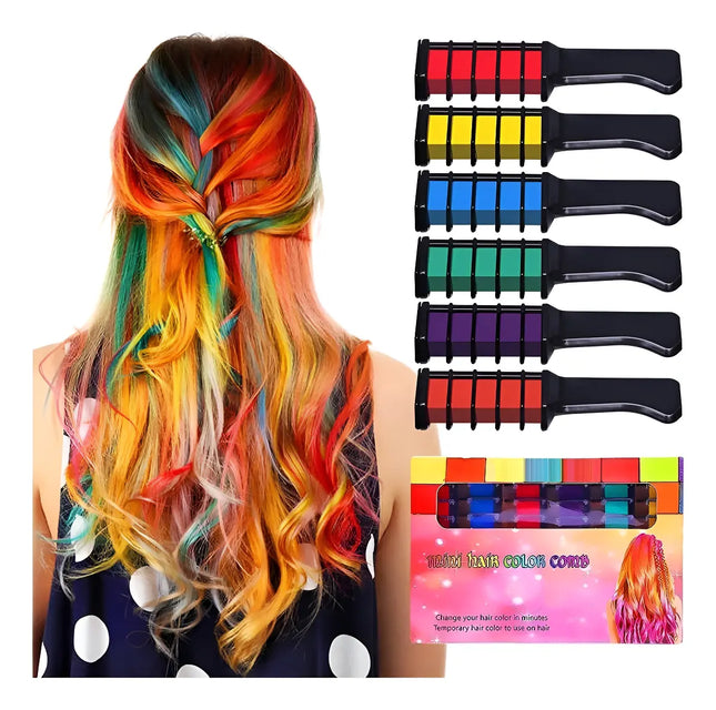 Tinturara Tizas Color Pelo Tiza Tinte Cabello Temporal Fluor Surtidos