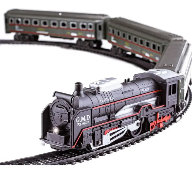 Tren Clásico Con Luz Juguete Para Niños 9 Piezas