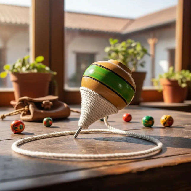 Trompo De Madera, Juego Criollo Nacional Chileno Pintado AL AZAR