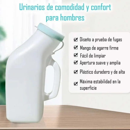 Pato Urinario Masculino Con Tapa Cuello Corto Portátil 1 litro