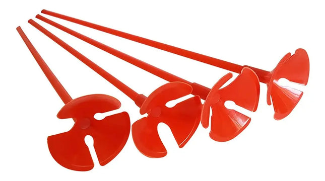100 Varilla Rojo Porta Globo + Copa Plásticos 42cms