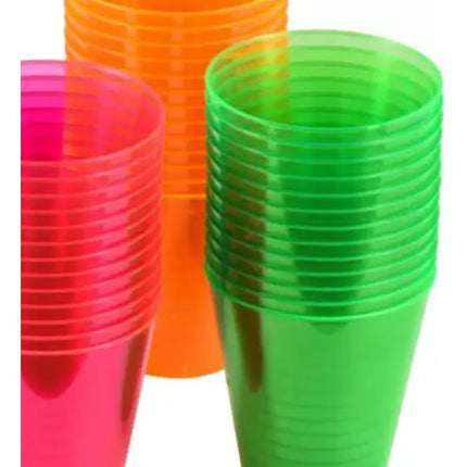 30 Vasos Acrílicos Plástico 200ml Cotillón Flúor Neón Surtidos AL AZAR
