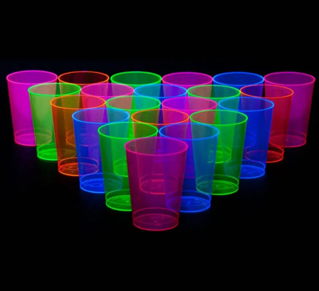30 Vasos Acrílicos Plástico 200ml Cotillón Flúor Neón Surtidos AL AZAR