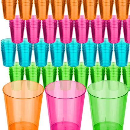 30 Vasos Acrílicos Plástico 200ml Cotillón Flúor Neón Surtidos AL AZAR