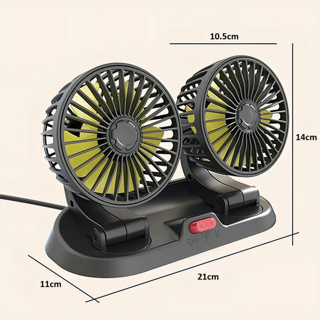 Mini Ventilador USB Doble Sobremesa 5 Aspas Portátil Auto Color Negro