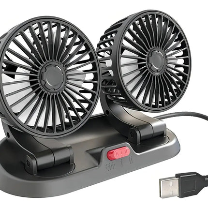 Mini Ventilador USB Doble Sobremesa 5 Aspas Portátil Auto Color Negro