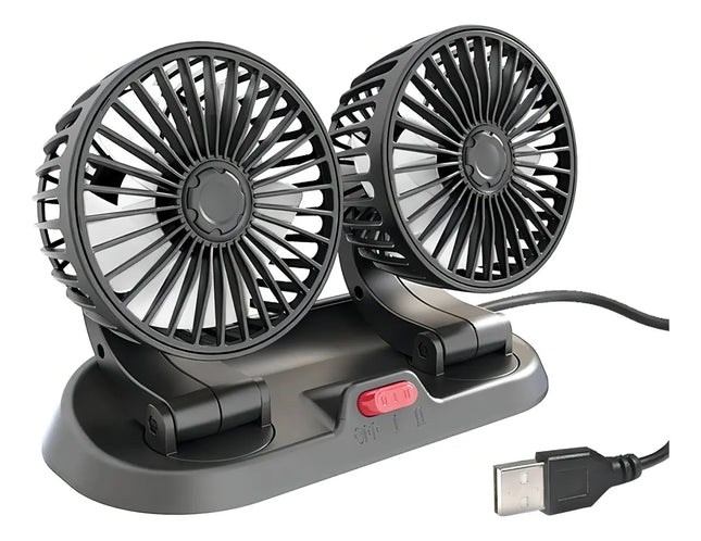 Mini Ventilador USB Doble Sobremesa 5 Aspas Portátil Auto Color Negro