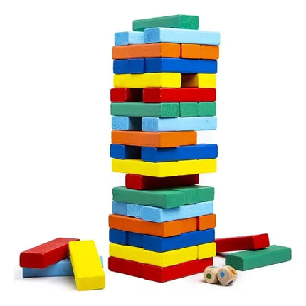 Torre De Madera Colores 54 Piezas Juego Educativo Yenga 54