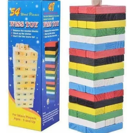 Torre De Madera Colores 54 Piezas Juego Educativo Yenga 54