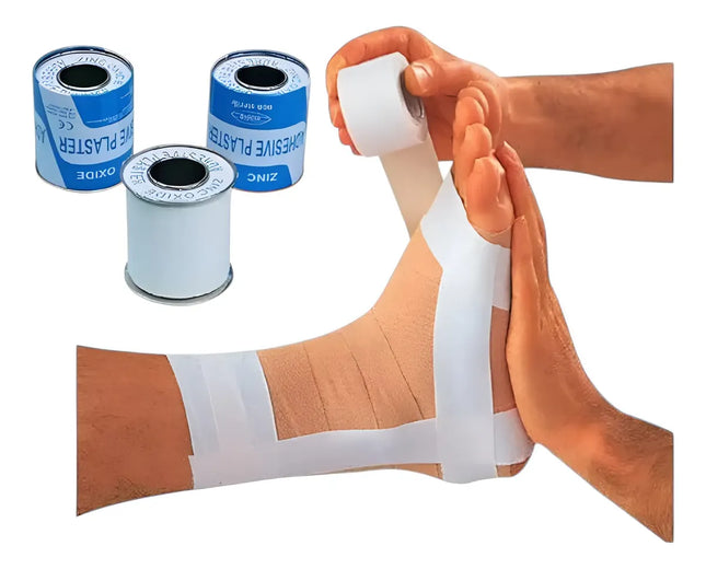 Cinta Deportiva Rígida 5cm Adhesivo Zinc Vendaje Funcional Blanco